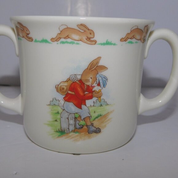 VTG Royal Doulton Bunnykins Double 2 Handled Mug Ice Cream Cart Hiker Bone China - Picture 4 of 8